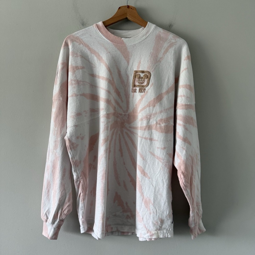 Walt Disney World Spirit Jersey Adult Size S Pink Tie Dye Gold Sparkle Unisex